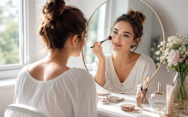 Khi tự trang điểm tại nhà, bạn nên dùng sản phẩm vừa đủ và chọn màu hài hòa với da thật.